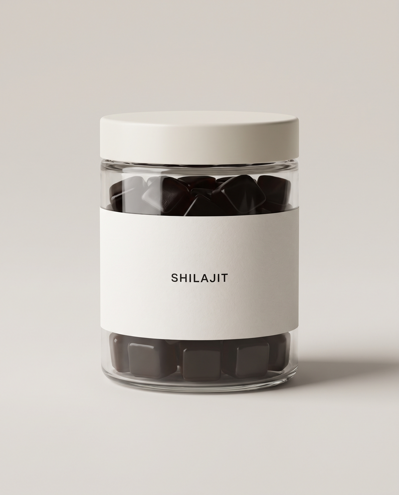 Shilajit-gummyt purkissa