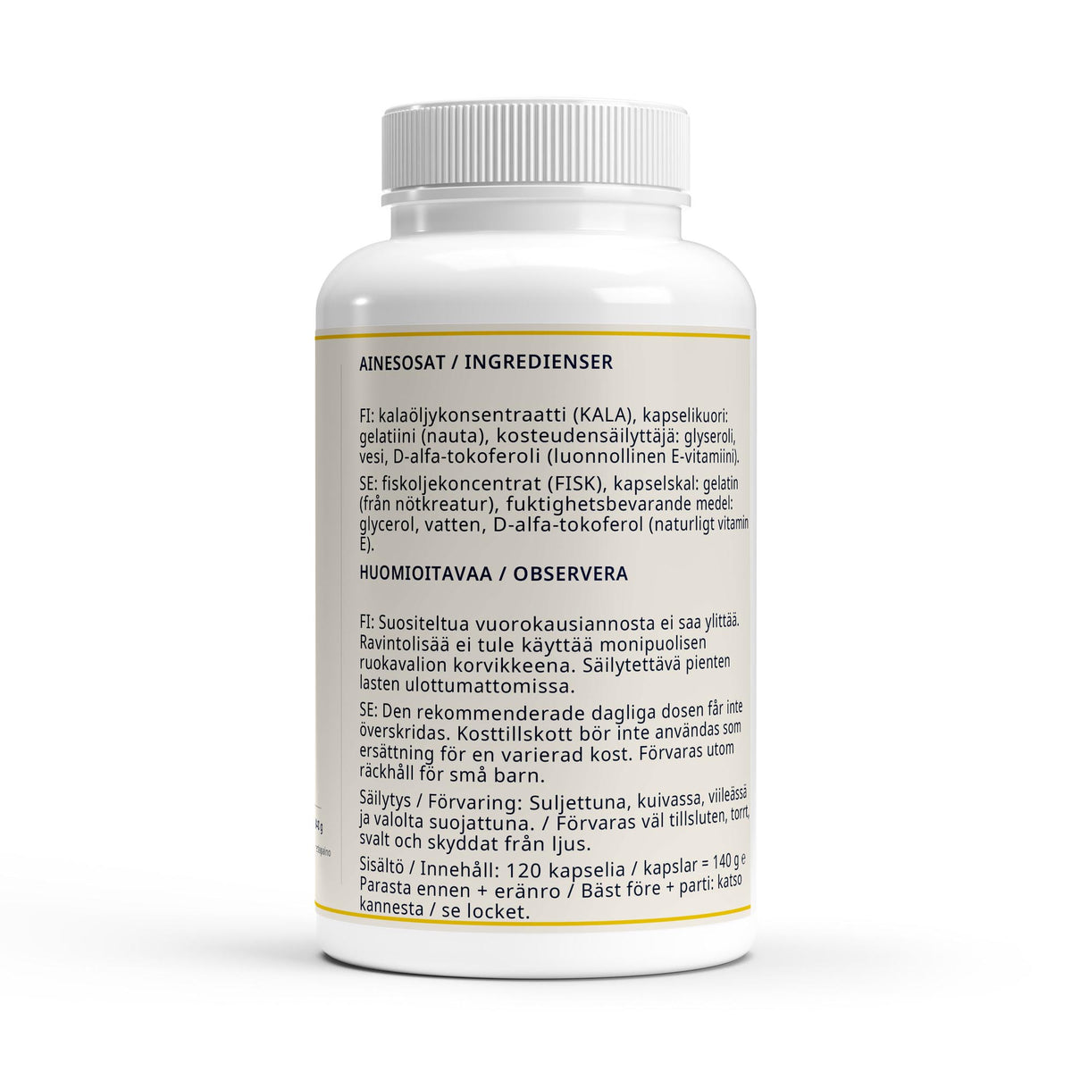 OPTIMAL omega-3, ravintosisältö ja annostus